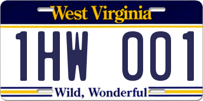WV license plate 1HW001