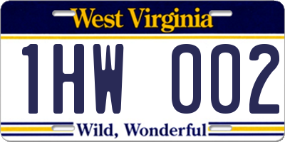 WV license plate 1HW002