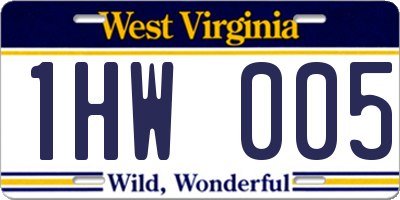 WV license plate 1HW005