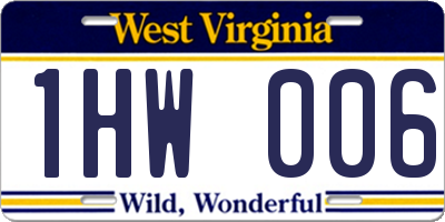 WV license plate 1HW006