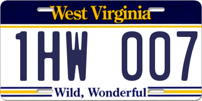 WV license plate 1HW007