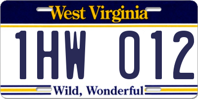 WV license plate 1HW012