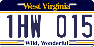 WV license plate 1HW015