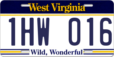 WV license plate 1HW016