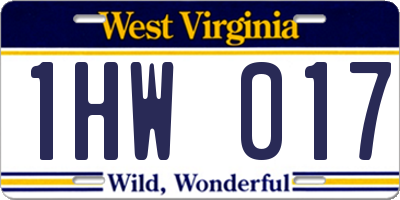 WV license plate 1HW017