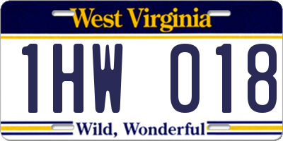 WV license plate 1HW018