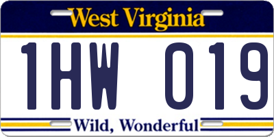 WV license plate 1HW019