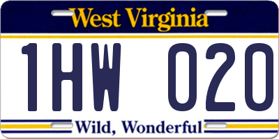 WV license plate 1HW020