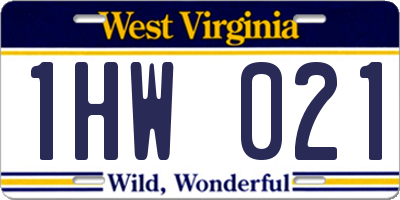 WV license plate 1HW021