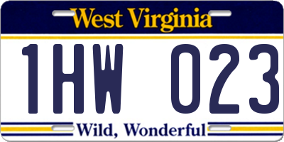 WV license plate 1HW023
