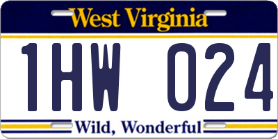 WV license plate 1HW024