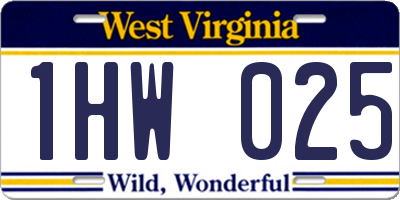 WV license plate 1HW025