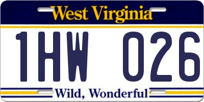 WV license plate 1HW026