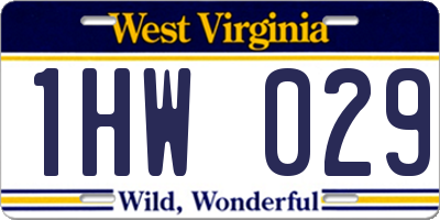 WV license plate 1HW029
