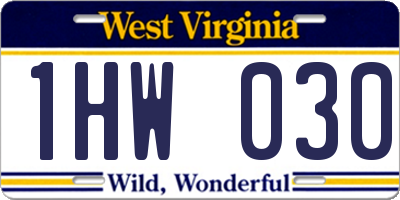 WV license plate 1HW030