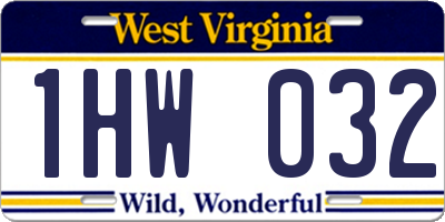 WV license plate 1HW032