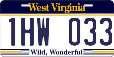 WV license plate 1HW033