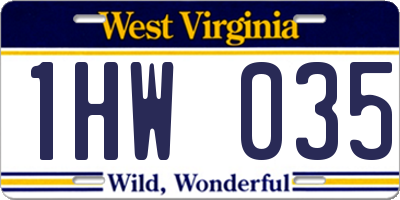 WV license plate 1HW035