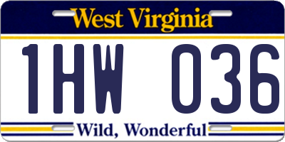 WV license plate 1HW036