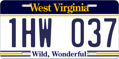 WV license plate 1HW037