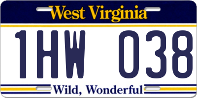 WV license plate 1HW038