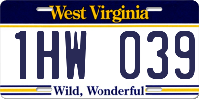 WV license plate 1HW039