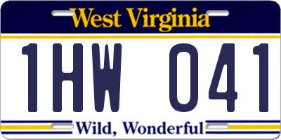 WV license plate 1HW041