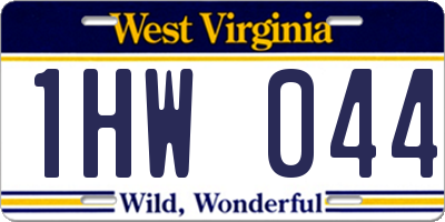 WV license plate 1HW044
