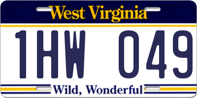 WV license plate 1HW049