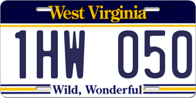 WV license plate 1HW050