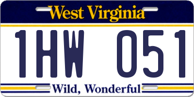 WV license plate 1HW051