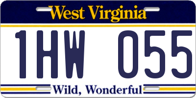 WV license plate 1HW055