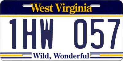 WV license plate 1HW057