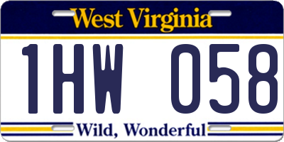 WV license plate 1HW058
