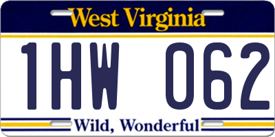 WV license plate 1HW062