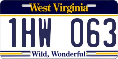 WV license plate 1HW063