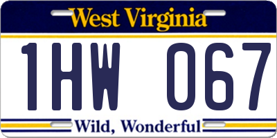 WV license plate 1HW067