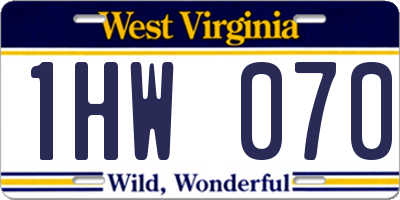 WV license plate 1HW070