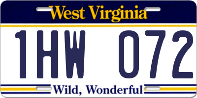 WV license plate 1HW072