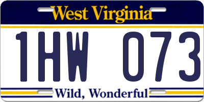 WV license plate 1HW073