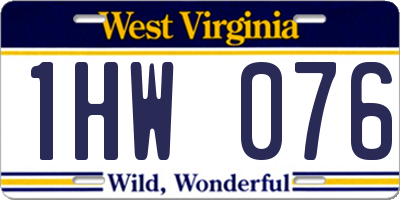 WV license plate 1HW076