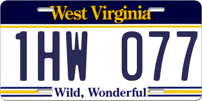 WV license plate 1HW077
