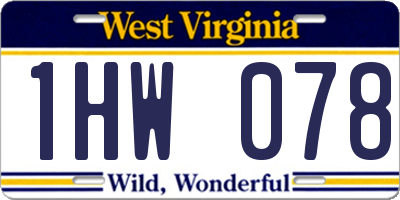 WV license plate 1HW078