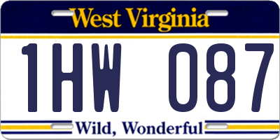 WV license plate 1HW087