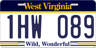 WV license plate 1HW089