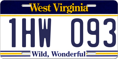 WV license plate 1HW093