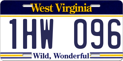 WV license plate 1HW096