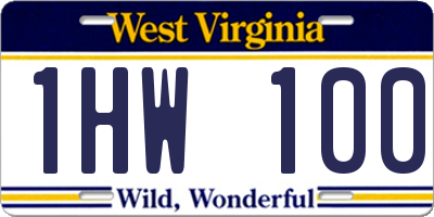 WV license plate 1HW100
