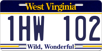 WV license plate 1HW102