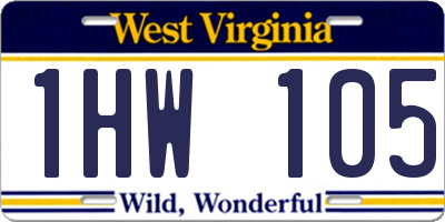 WV license plate 1HW105